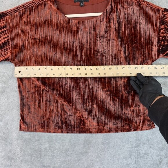 Banana Republic Crinkle Velvet Top Women's S Muir Wood Relaxed Drop Shoulders - Picture 8 of 9